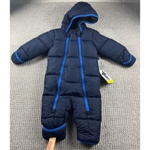 Free Country Infant Snowsuit‎ 3-6 Months Baby Boy Navy Fleece Lined Bunting NWT